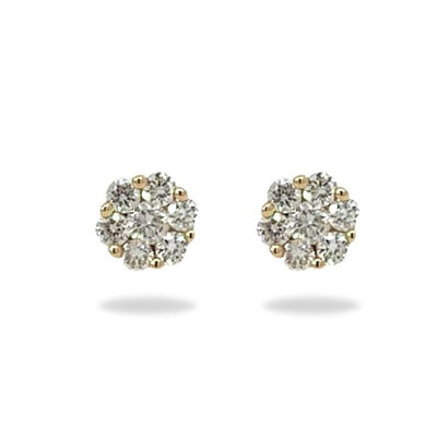 Flower Child 14K Yellow Gold Brilliant Cut White Diamond Stud Earrings
